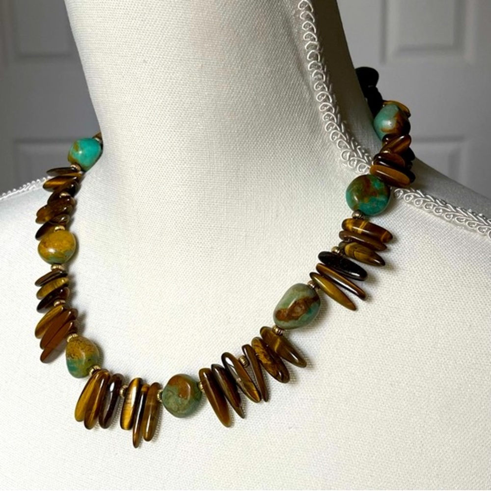 Turquoise|Tigers Eye|Polished Natural Gemstone Nuggets Beads| Boho |Southwestern
